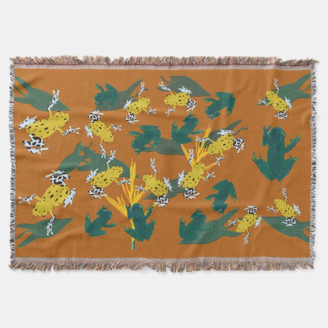 Tropical Frogs Throw Blanket (Front)
