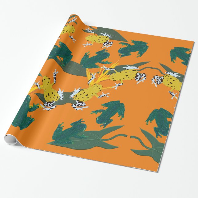 Tropical Frogs Wrapping Paper (Unrolled)