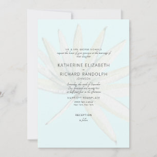 Tropical Frond Ice Blue Bride Parents Wedding Invitation