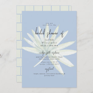 Tropical Frond Mint & Blue Bridal Shower Invitation
