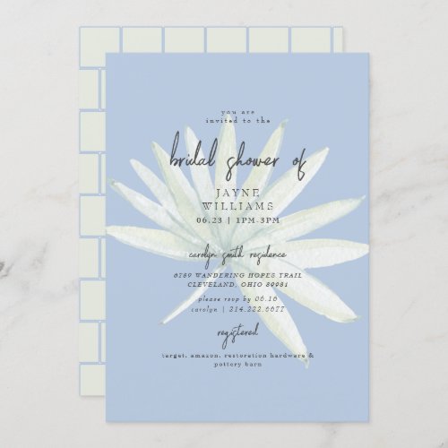 Tropical Frond Mint  Blue Bridal Shower Invitation