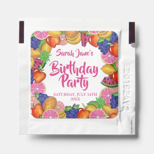 Tropical Fruit Banana Watermelon Birthday Party Hand Sanitizer Packet