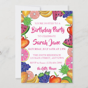 Tropical Fruit Banana Watermelon Birthday Party Invitation