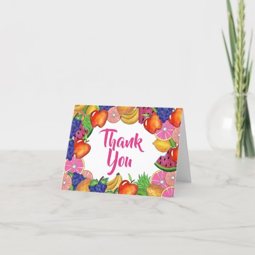 Tropical Fruit Banana Watermelon Birthday Party Thank You Card