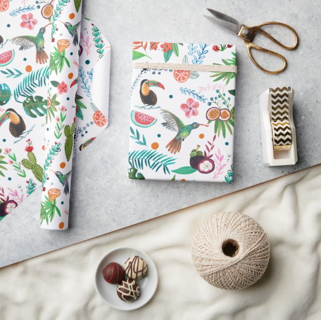 tropical fruit & birds wrapping paper (Crafts)