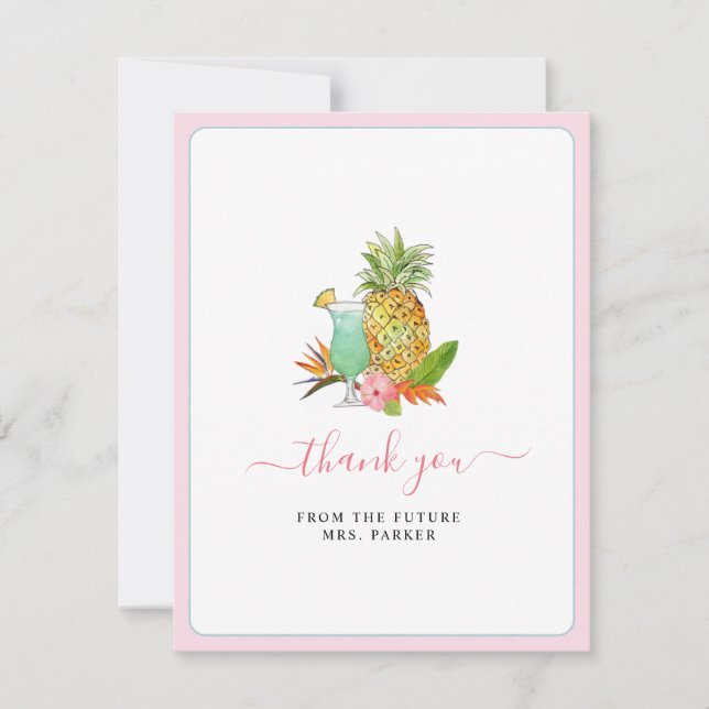 Tropical fruit Bridal shower Thank You Card (Front)