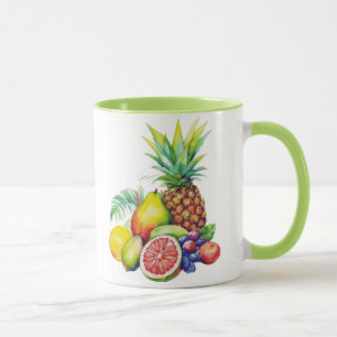 Tropical Fruit Collage Mug