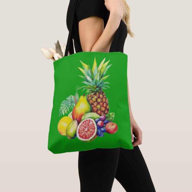 Tropical Fruit Collage Tote Bag (Close Up)