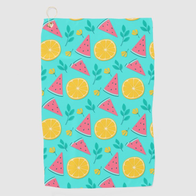 Tropical Fruit Design Golf Towel (Front)