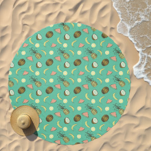 Tropical Fruit Doodle Pattern Beach Towel