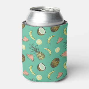 Tropical Fruit Doodle Pattern Can Cooler