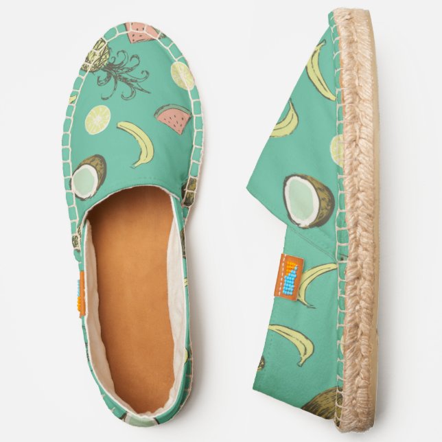 Tropical Fruit Doodle Pattern Espadrilles (Side)