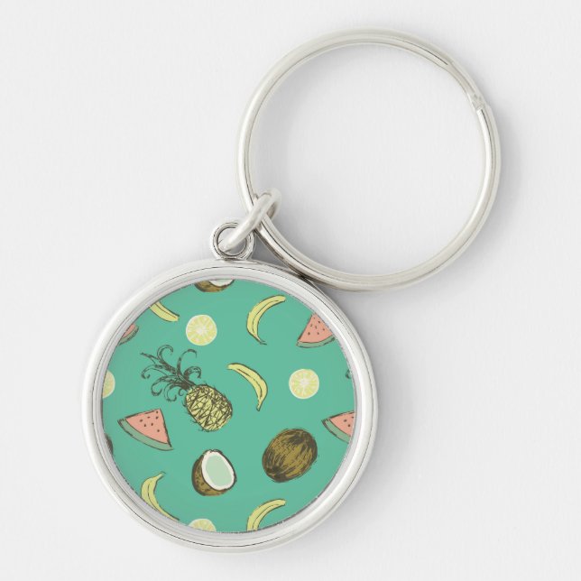 Tropical Fruit Doodle Pattern Keychain (Front)