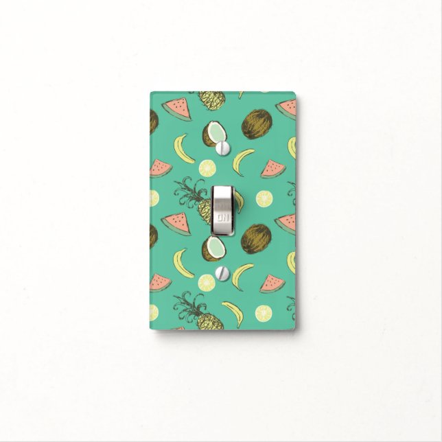 Tropical Fruit Doodle Pattern Light Switch Cover (In Situ)