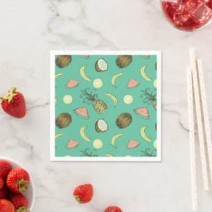 Tropical Fruit Doodle Pattern Napkins