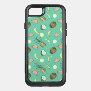 Tropical Fruit Doodle Pattern OtterBox Commuter iPhone SE/8/7 Case