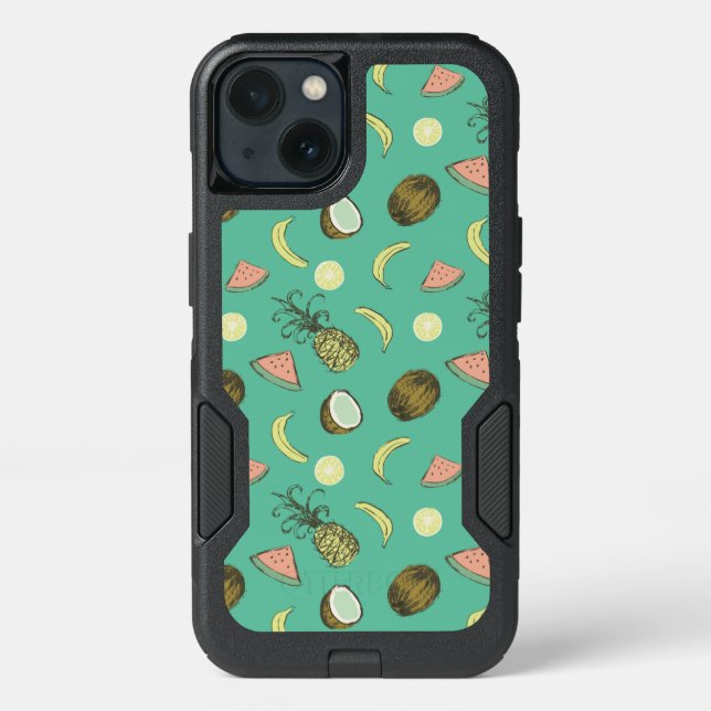 Tropical Fruit Doodle Pattern Otterbox iPhone Case (Back)