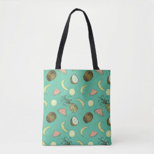 Tropical Fruit Doodle Pattern Tote Bag