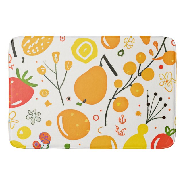Tropical Fruit Fiesta Pattern Bath Mat (Front)