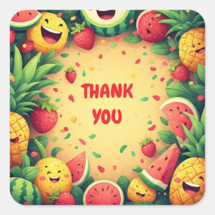 🍍 Tropical Fruit Frame For Summer Birthday Party Square Sticker