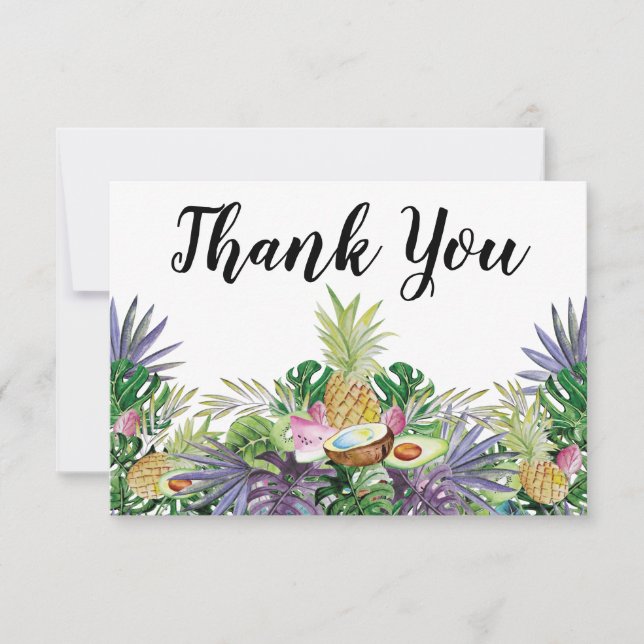 Tropical Fruit | Greenery Shower Thank You Card (Front)