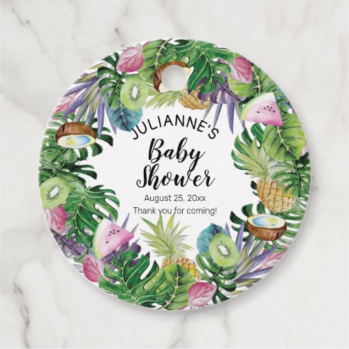 Tropical Fruit  Greenery Summer Baby Shower Favor Tags