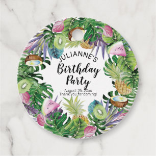 Tropical Fruit Greenery Summer Birthday Party Favor Tags