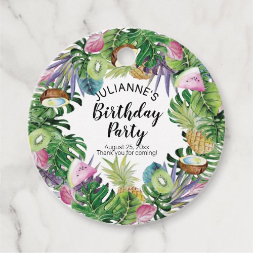 Tropical Fruit  Greenery Summer Birthday Party Favor Tags