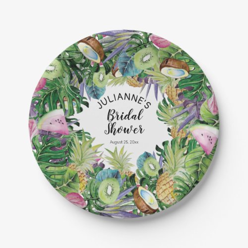 Tropical Fruit  Greenery Summer Bridal Shower Paper Plates
