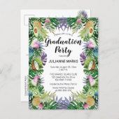 Tropical Fruit | Greenery Summer Graduation Party Invitation Postcard (Front/Back)