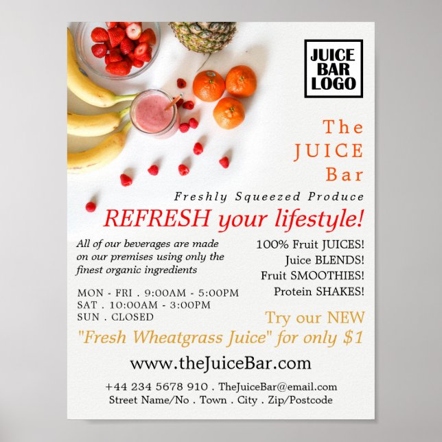 Tropical Fruit, Juice Bar Advertising Poster (Front)