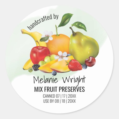 Tropical Fruit Mix Canning Jam Classic Round Sticker