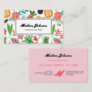 Tropical Fruit Monogram Custom   Business Cards