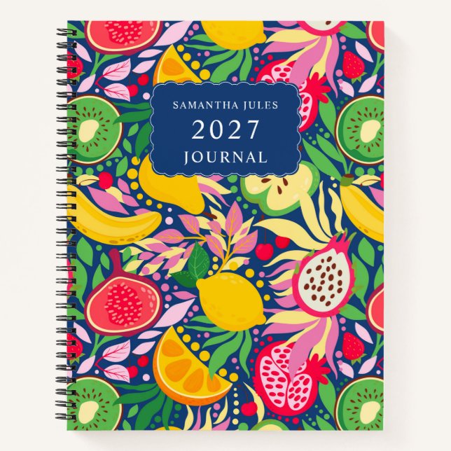 Tropical Fruit Monogram Summer Pattern Journal (Front)