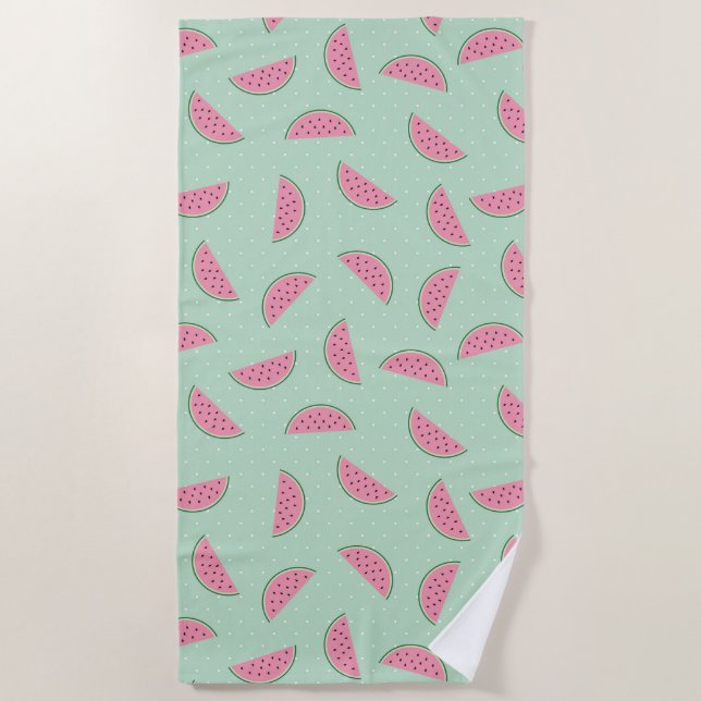 Tropical Fruit Paint Splatter Pattern Beach Towel (Front)