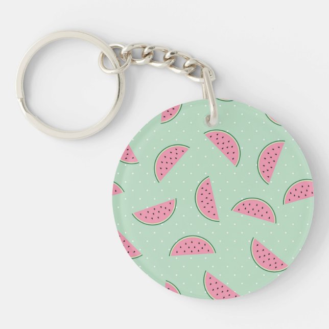 Tropical Fruit Paint Splatter Pattern Keychain (Front)