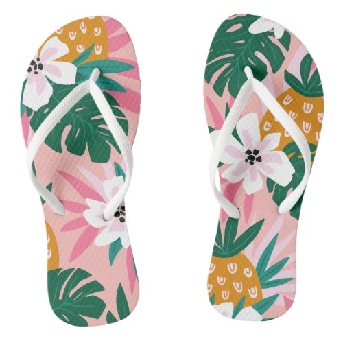 Tropical Fruit Pattern Flora Flip Flops