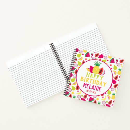 Tropical Fruit Pattern Fun Birthday Tutti Frutti Notebook