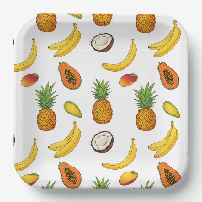 Tropical Fruit Pattern Paper Plates (Front)