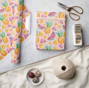 Tropical Fruit Pineapple Watermelon Wrapping Paper
