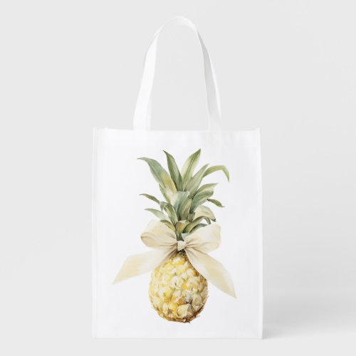 Tropical Fruit Pinepple Bow Palm Tree Grocery Bag