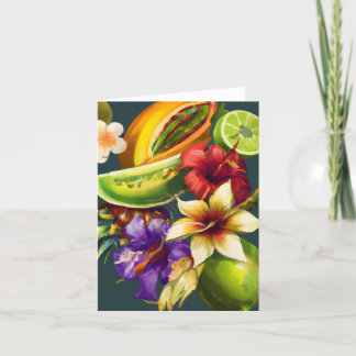 Tropical Fruit Plants Flowers Painting Napkins Tha Letterpress Thank You Card