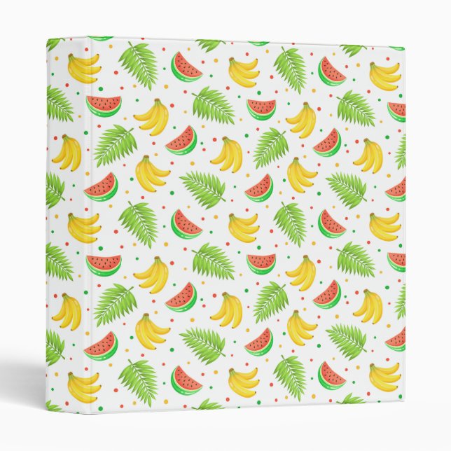 Tropical Fruit Polka Dot Pattern 3 Ring Binder (Front/Spine)
