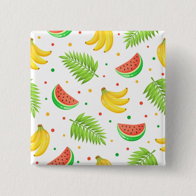 Tropical Fruit Polka Dot Pattern Pinback Button (Front)