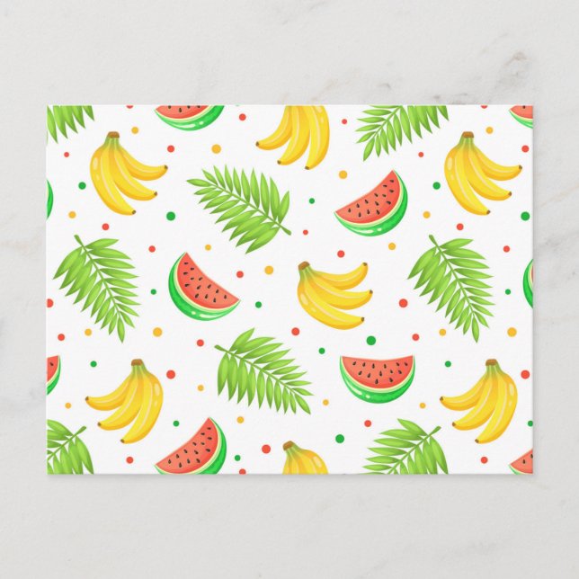 Tropical Fruit Polka Dot Pattern Postcard (Front)