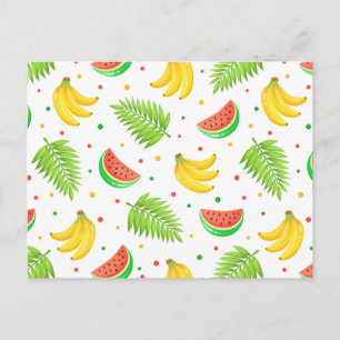 Tropical Fruit Polka Dot Pattern Postcard