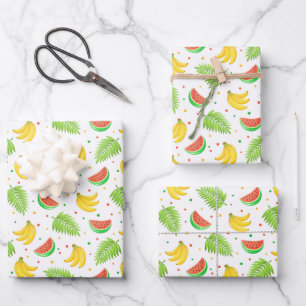 Tropical Fruit Polka Dot Pattern Wrapping Paper Sheets