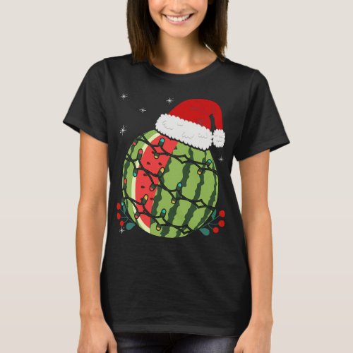 Tropical Fruit Santa Hat Watermelon Hawaii Christm T_Shirt