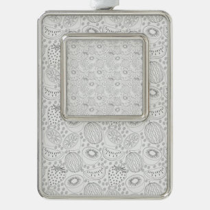 Tropical fruit seamless pattern black and white christmas ornament