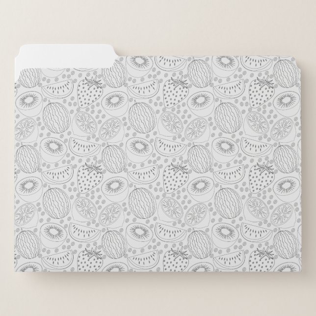 Tropical fruit seamless pattern black and white file folder (Front Left)